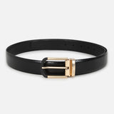 Men's Black Formal Leather Textured Slim Belt