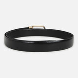 Men's Black Formal Leather Textured Slim Belt