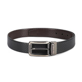 Men's Black Formal Leather Striped Slim Belt