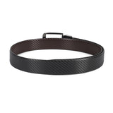 Men's Black Formal Leather Striped Slim Belt