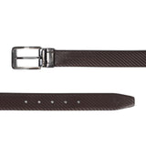 Men's Black Formal Leather Striped Slim Belt