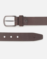 Men's Brown Casual Leather Textured Slim Belt