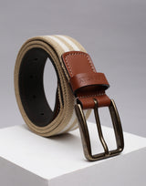 Men's Multicolor Casual Leather Striped Slim Belt