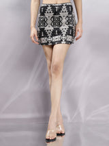 Women's Black-Golden Abstract Sequence Skirt
