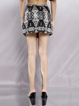 Women's Black-Golden Abstract Sequence Skirt