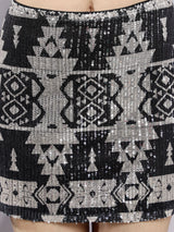 Women's Black-Golden Abstract Sequence Skirt