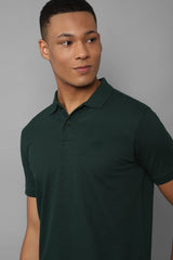 Men's Green Casual Half Sleeves Solid Polo Tshirt