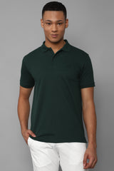 Men's Green Casual Half Sleeves Solid Polo Tshirt