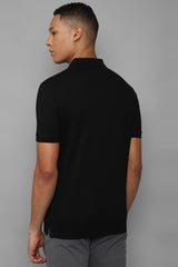 Men's Black Casual Half Sleeves Solid Polo Tshirt