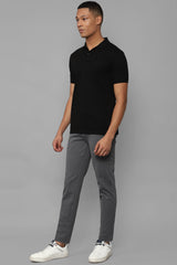 Men's Black Casual Half Sleeves Solid Polo Tshirt