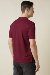 Men's Red Casual Half Sleeves Solid Polo Tshirt