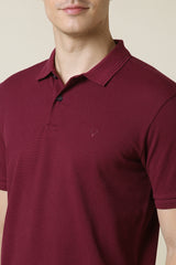 Men's Red Casual Half Sleeves Solid Polo Tshirt