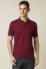 Men's Red Casual Half Sleeves Solid Polo Tshirt