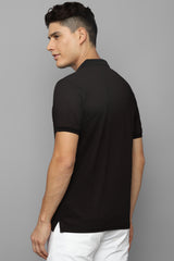 Men's Black Casual Half Sleeves Solid Polo Tshirt