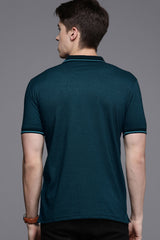 Men's Dark Green Casual Solid Half Sleeves Polo Tshirt