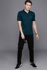 Men's Dark Green Casual Solid Half Sleeves Polo Tshirt