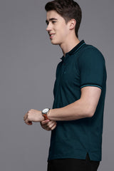 Men's Dark Green Casual Solid Half Sleeves Polo Tshirt