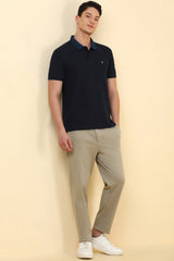 Men's Navy Casual Half Sleeves Solid Polo Tshirt
