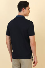 Men's Navy Casual Half Sleeves Solid Polo Tshirt