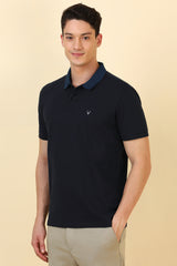 Men's Navy Casual Half Sleeves Solid Polo Tshirt