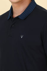 Men's Navy Casual Half Sleeves Solid Polo Tshirt