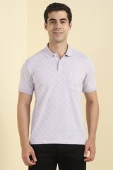 Men's Lilac Casual Half Sleeves Polo Tshirt
