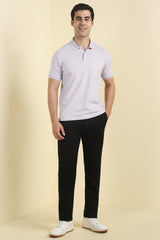 Men's Lilac Casual Half Sleeves Polo Tshirt