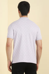 Men's Lilac Casual Half Sleeves Polo Tshirt