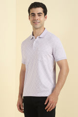 Men's Lilac Casual Half Sleeves Polo Tshirt