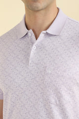 Men's Lilac Casual Half Sleeves Polo Tshirt