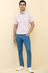 Men's Multicolor Casual Half Sleeves Printed Polo Tshirt