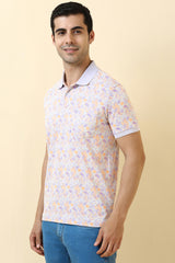 Men's Multicolor Casual Half Sleeves Printed Polo Tshirt