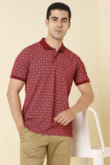 Men's Maroon Casual Half Sleeves Polo Tshirt