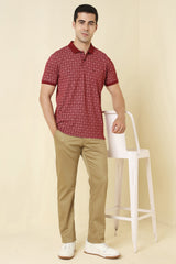 Men's Maroon Casual Half Sleeves Polo Tshirt
