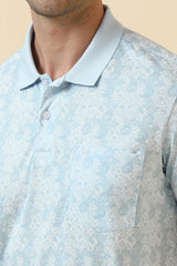 Men's Light Blue Casual Half Sleeves Polo Tshirt