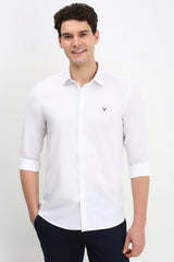 Men's White Casual Full Sleeves Solid Shirt