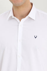 Men's White Casual Full Sleeves Solid Shirt