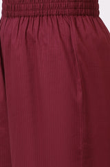 Women's Maroon Embroidered Floral Straight Cotton Kurta and Pants