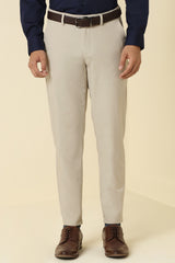 Men's Beige Formal Regular Length Trouser