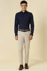 Men's Beige Formal Regular Length Trouser