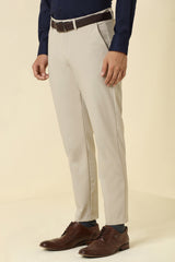 Men's Beige Formal Regular Length Trouser