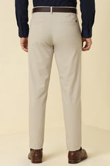 Men's Beige Formal Regular Length Trouser