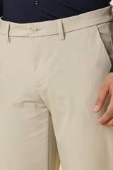 Men's Beige Formal Regular Length Trouser
