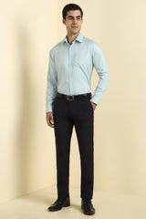 Men's Black Formal Solid Mid Rise Trouser