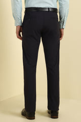 Men's Black Formal Solid Mid Rise Trouser