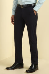 Men's Black Formal Solid Mid Rise Trouser