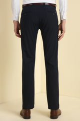 Men's Navy Formal Textured Mid Rise Trouser