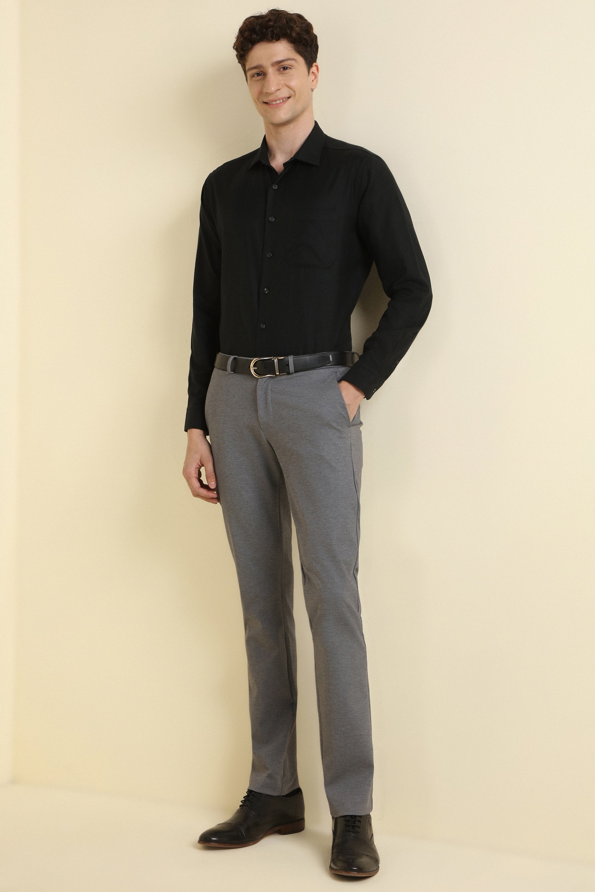 Men's Medium Grey Formal Regular Length Trouser