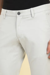 Men's Light Grey Casual Solid Mid Rise Trouser