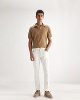 Men's White Casual Slim Fit Solid Jeans